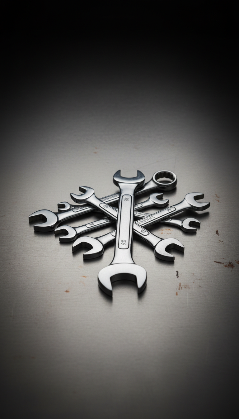 Polished Nickel Combination Wrench Set